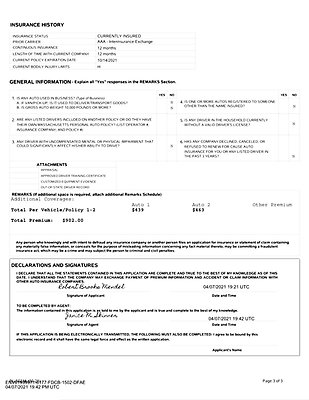 0421005.16 travelers auto insurance contract application bryden sullivan tarin