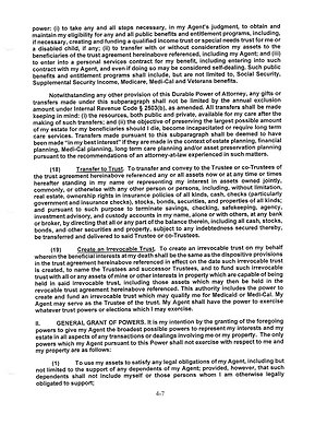Pg 4-7 DURABLE POWER OF ATTORNEY (I)(18)(I)(19) II GENERAL GRANT OF POWERS II(1)