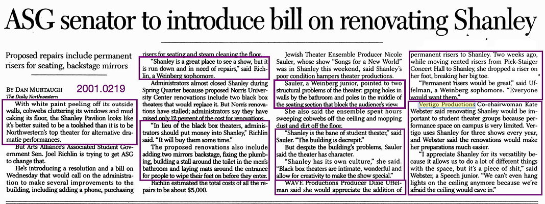 Feb 19, 2001 - "ASG Semator To Introduce Bill On Renovating Shanley" Feb 19, 2001 - "ASG Semator To Introduce Bill On Renovating Shanley"