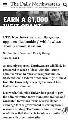 d. Concerned Faculty Group Letter Urging NU not to Settle With the Trump Administration d. Concerned Faculty Group Letter Urging NU not to Settle With the Trump Administration